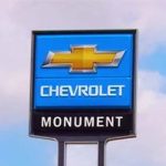 Sign outside Monument Chevrolet in Pasadena, Texas
